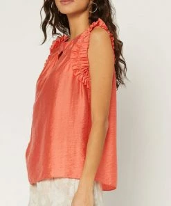She She Boutique NEW ARRIVALS Ruffle Detail Blouse - Coral