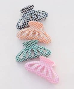 She She Boutique Butterfly Checkered Hair Clip - Pink, Green OR Black