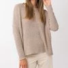 She She Boutique Side Slit Long Sleeve Top - Oatmeal NEW ARRIVALS
