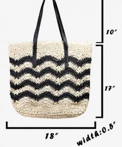 She She Boutique Zig Zag Braided Tote Bag - Ivory/Black