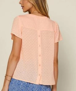 She She Boutique Swiss Dot Top - Neon Orange CLOTHING