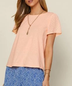 She She Boutique Swiss Dot Top - Neon Orange CLOTHING