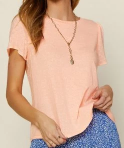 She She Boutique Swiss Dot Top - Neon Orange CLOTHING