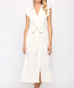 She She Boutique Tie Waist Dress - White