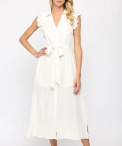 She She Boutique Tie Waist Dress - White