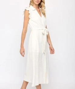 She She Boutique Tie Waist Dress - White