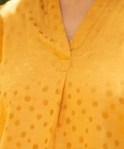 She She Boutique NEW ARRIVALS Satin Tonal Polka Dot Blouse - Mustard 9 She She Boutique NEW ARRIVALS Satin Tonal Polka Dot Blouse - Mustard