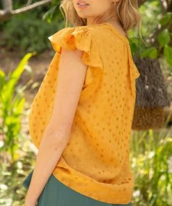 She She Boutique NEW ARRIVALS Satin Tonal Polka Dot Blouse - Mustard 8 She She Boutique NEW ARRIVALS Satin Tonal Polka Dot Blouse - Mustard