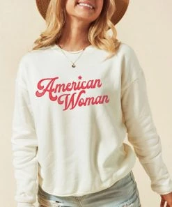 She She Boutique American Woman Pullover - Vintage White CLOTHING