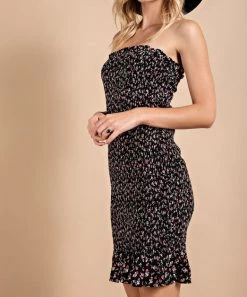 She She Boutique Smocked Mini Dress - Black