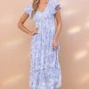 She She Boutique Tropical Midi Dress - Blue CLOTHING