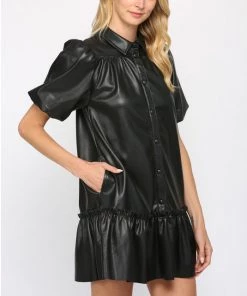 She She Boutique Faux Leather Dress - Black CLOTHING 8 She She Boutique Faux Leather Dress - Black CLOTHING