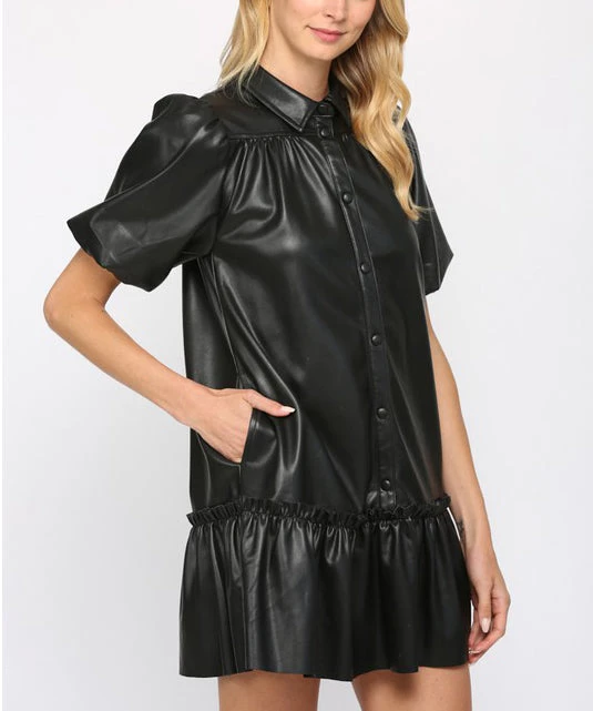 She She Boutique Faux Leather Dress - Black CLOTHING 5 She She Boutique Faux Leather Dress - Black CLOTHING