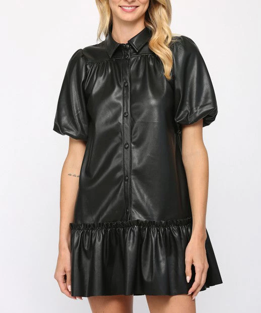 She She Boutique Faux Leather Dress - Black CLOTHING 3 She She Boutique Faux Leather Dress - Black CLOTHING