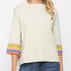 She She Boutique Color Block Sleeve Sweater Top - Silver Green NEW ARRIVALS
