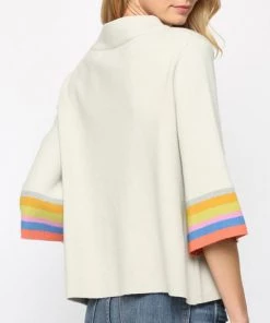 She She Boutique Color Block Sleeve Sweater Top - Silver Green NEW ARRIVALS