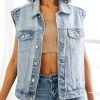 She She Boutique Denim Vest - Medium Wash CLOTHING