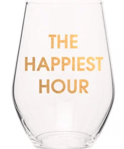 She She Boutique GIFTS 19 Oz. Stemless Wine Glass - The Happiest Hour