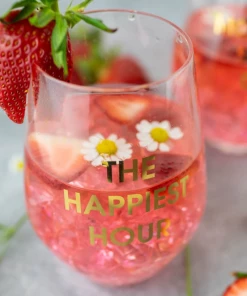 She She Boutique GIFTS 19 Oz. Stemless Wine Glass - The Happiest Hour