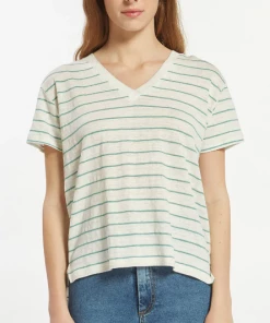 She She Boutique NEW ARRIVALS Hattie Tee - Aqua Stripe OR Bronze Stripe