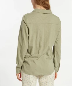 She She Boutique Emillene Button Down Top - White OR Seagrass