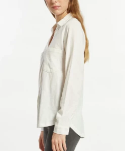 She She Boutique Emillene Button Down Top - White OR Seagrass