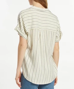 She She Boutique NEW ARRIVALS Valencia Top - Faded Denim Stripe OR Olive Shadow Stripe