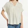 She She Boutique NEW ARRIVALS Valencia Top - Faded Denim Stripe OR Olive Shadow Stripe