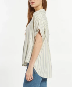 She She Boutique NEW ARRIVALS Valencia Top - Faded Denim Stripe OR Olive Shadow Stripe