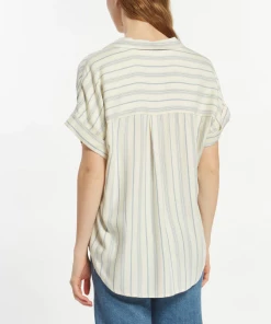 She She Boutique NEW ARRIVALS Valencia Top - Faded Denim Stripe OR Olive Shadow Stripe
