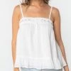 She She Boutique CLOTHING Crochet Trim Tank Top - White