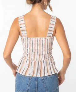 She She Boutique Stripe Tank - Natural/Tan CLOTHING