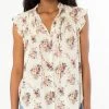 She She Boutique Floral Top With Ruffle Detail - Natural/Rose