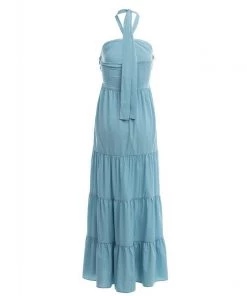 She She Boutique CLOTHING Halter Maxi Dress - Milky Blue