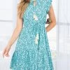 She She Boutique Floral Tassel Tie Dress - Blue CLOTHING
