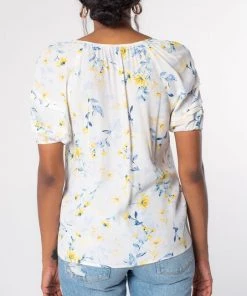 She She Boutique CLOTHING Floral Blouse - Cream/Yellow