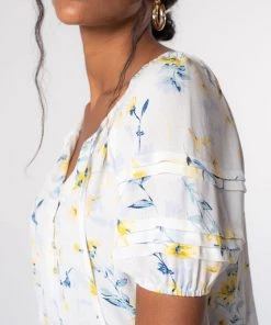 She She Boutique CLOTHING Floral Blouse - Cream/Yellow