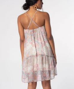 She She Boutique Paisley Print Cross Back Dress - Blush/Aqua