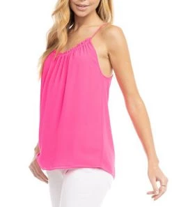 She She Boutique Shirring Neck Tank - Black, Green OR Hot Pink CLOTHING