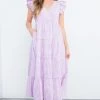 She She Boutique Gingham Midi Dress - Lilac CLOTHING
