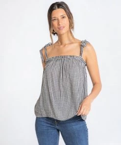 She She Boutique Gingham Tank - Black/Natural