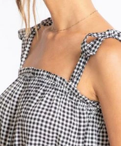 She She Boutique Gingham Tank - Black/Natural