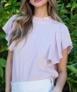 She She Boutique CLOTHING Textured Top - Pink