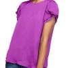 She She Boutique Tulip Sleeve Blouse - Viola, Off White OR Hot Pink