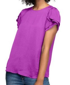 She She Boutique Tulip Sleeve Blouse - Viola, Off White OR Hot Pink