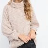 She She Boutique Rib Knit Turtleneck Top - Beige OR Light Gray