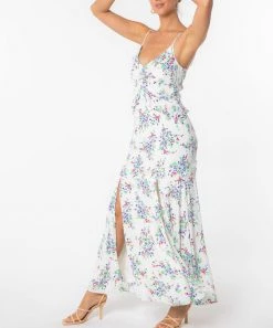 She She Boutique CLOTHING Floral Maxi Dress - Ivory/Violet