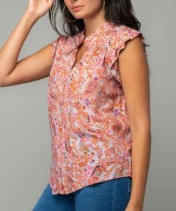 She She Boutique Floral Top - Lavender/Orange NEW ARRIVALS