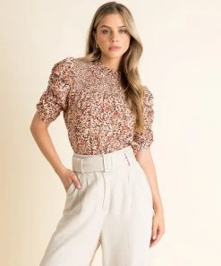 She She Boutique CLOTHING Smocked Top- Cream