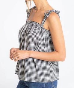 She She Boutique Gingham Tank - Black/Natural